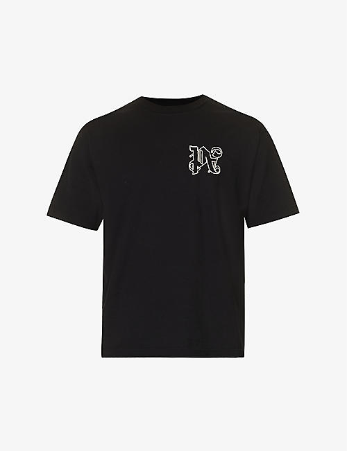 PALM ANGELS: Logo-embroidered cotton-jersey T-shirt