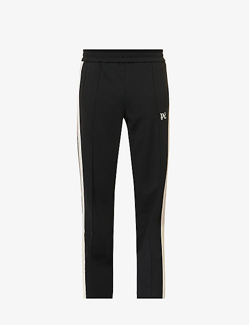 PALM ANGELS: Brand-embroidered contrast-taping tapered-leg regular-fit woven jogging bottoms