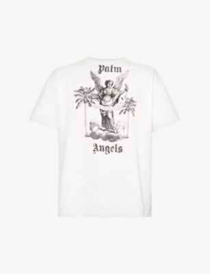 Palm Angels Palm Beach Heart Sprayed Logo T-Shirt White Men's