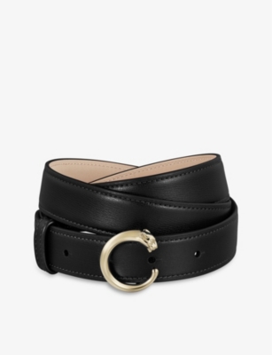 Cartier Panthère De  Small Buckled Leather Belt In Black