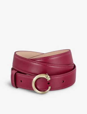 Cartier Panthère De  Small Buckled Leather Belt In Red