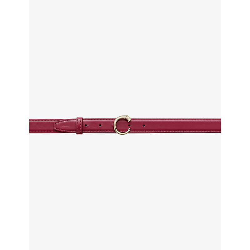 Shop Cartier Panthère De  Large Buckled Leather Belt In Red