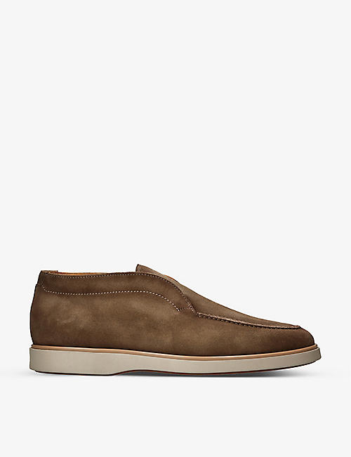 MAGNANNI: Paraiso tonal-stitching suede mid-top loafers
