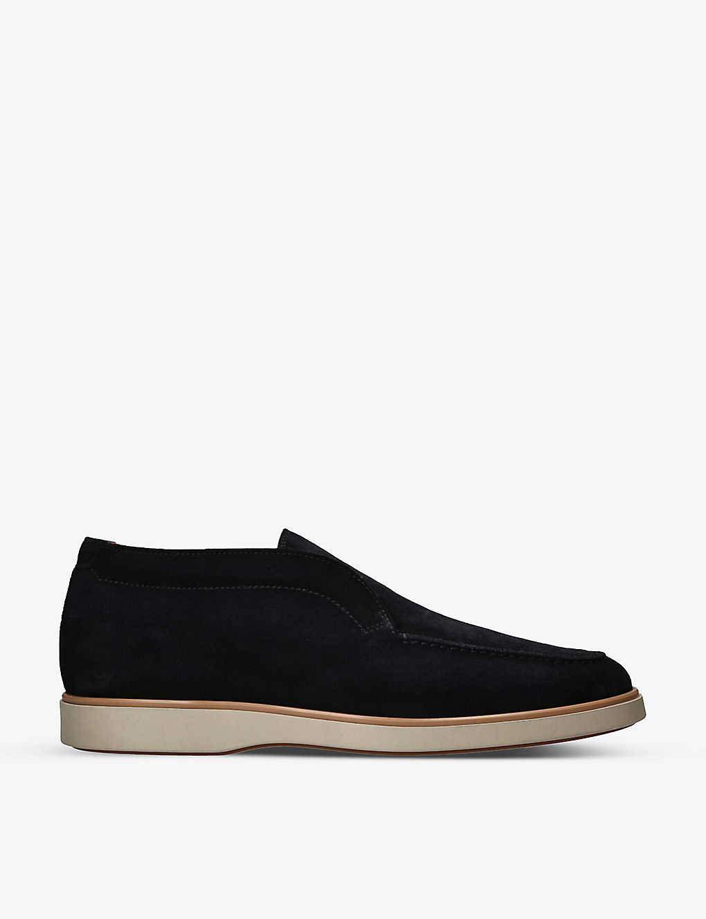 Magnanni Paraiso Tonal-stitching Suede Mid-top Loafers In Navy