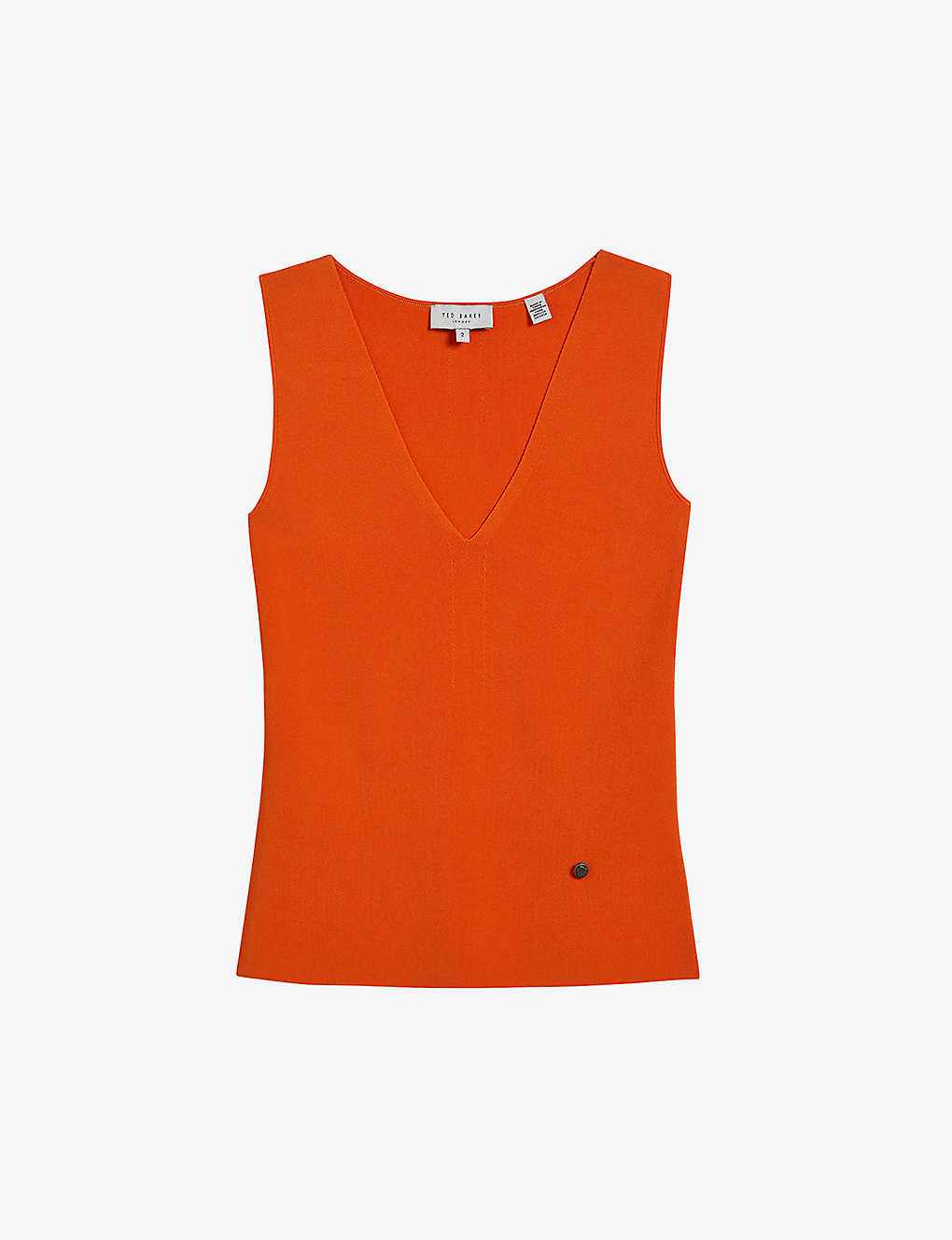 Shop Ted Baker Sarhaa V-neck Stretch-knit Top In Pl-orange