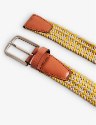 Shop Ted Baker Men's Yellow Callen Elasticated Woven Belt