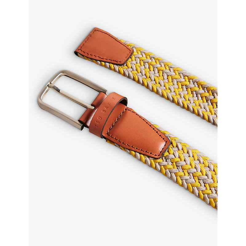 Shop Ted Baker Men's Yellow Callen Elasticated Woven Belt