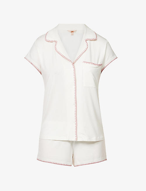 EBERJEY: Frida Whip embroidered-trim stretch-jersey pyjama set