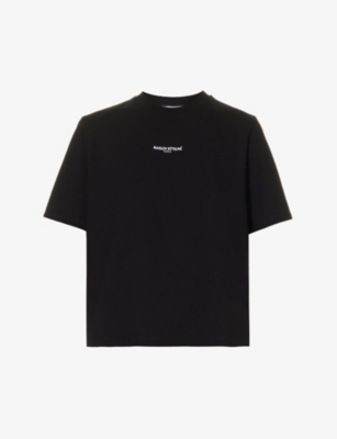 Maison Kitsuné Maison Kitsune Womens Black Brand-embroidery Boxy-fit Cotton-jersey T-shirt In Black