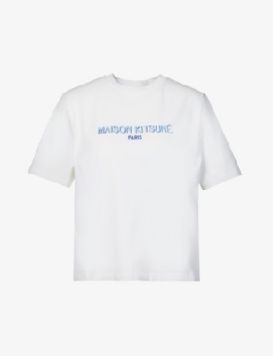 MAISON KITSUNE: Brand-embroidered ribbed-trim cotton-jersey T-shirt
