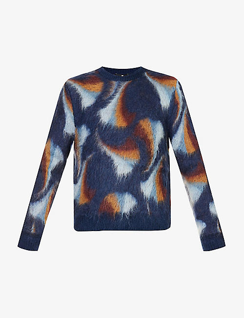 ETRO: Abstract-pattern crewneck wool-blend jumper