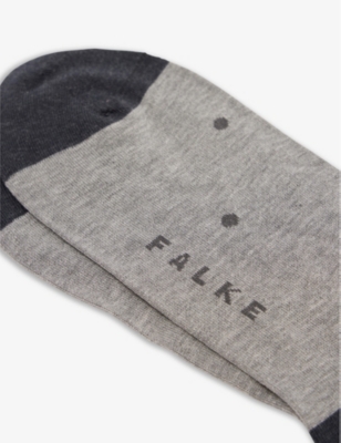 Shop Falke Mens Steel Mel Dot-print Cotton-blend Socks
