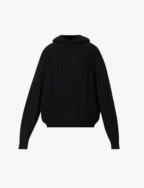 FEAR OF GOD ESSENTIALS: ESSENTIALS cable-knit relaxed-fit cotton-blend hoody