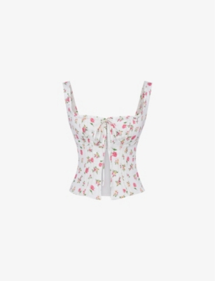 House Of Cb Chicca Square Neck Corset Top In Red