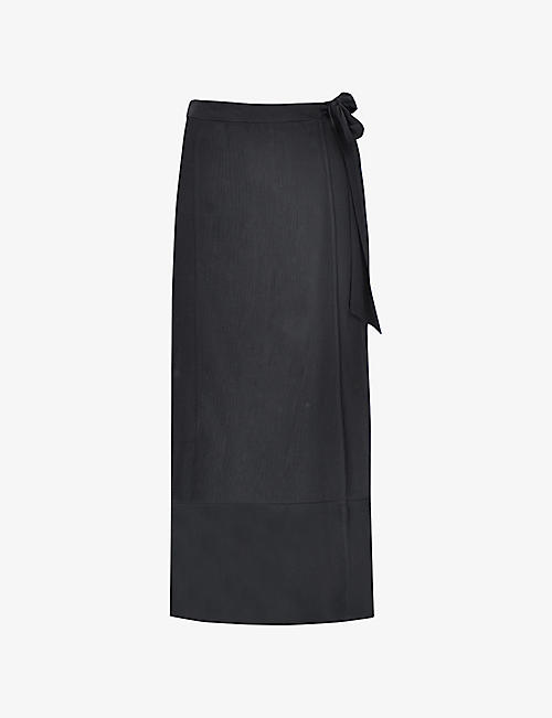 RO&ZO: High-waisted wrap crepe maxi skirt