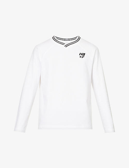 FILA X HAIDER ACKERMANN: Brand-embroidered V-neck cotton-jersey sweatshirt