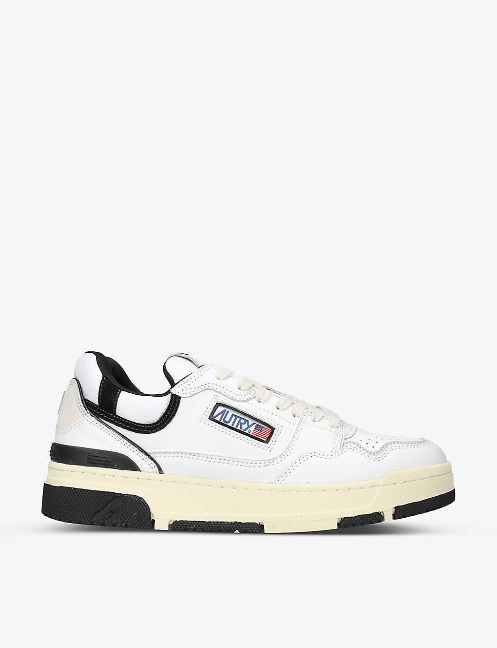Shop Autry Low Clc Brand-patch Leather Low-top Trainers In White