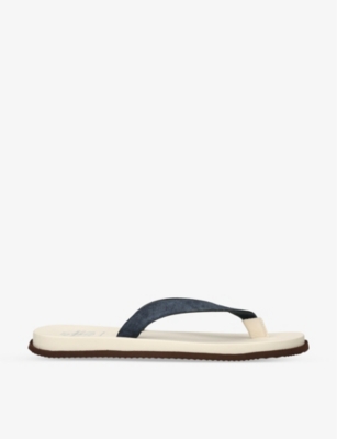 BRUNELLO CUCINELLI - Suede and leather flip flops | Selfridges.com