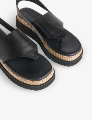 Shop Whistles Women's Black Lia Raffia Leather Platform Sandals