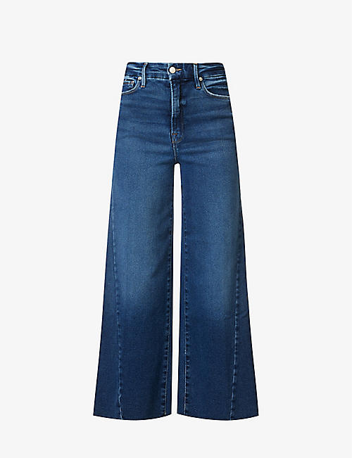 GOOD AMERICAN: Good Waist Palazzo contrast-stitch wide-leg mid-rise stretch-denim jeans