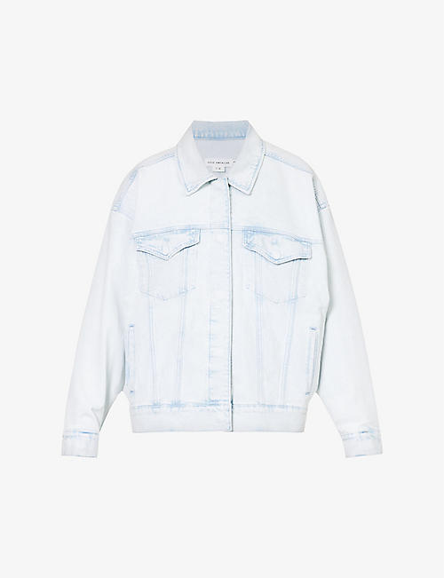 GOOD AMERICAN: Oversized faded-wash stretch-recycled denim jacket