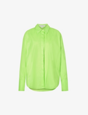 Good American Womens Electric Lime002 The Weekend Coated Cotton Shirt