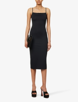 Shop Good American Women's Black001 Scuba Square-neck Stretch-woven Midi Dress