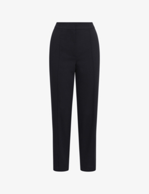 Reiss Black Elasticated Waistband Tapered Trousers In Black