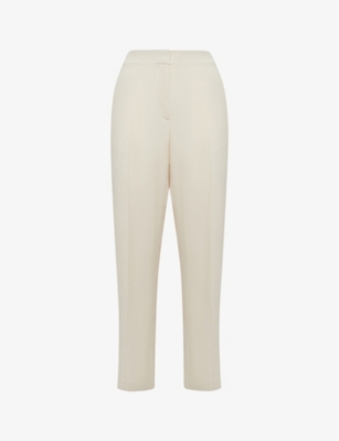 Reiss Women's Theo Striped Twill Tapered Crop Pants In Cream