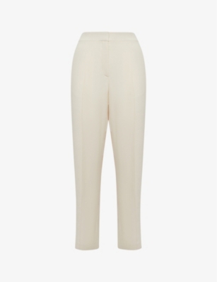 Reiss Women's Theo Striped Twill Tapered Crop Pants In Cream