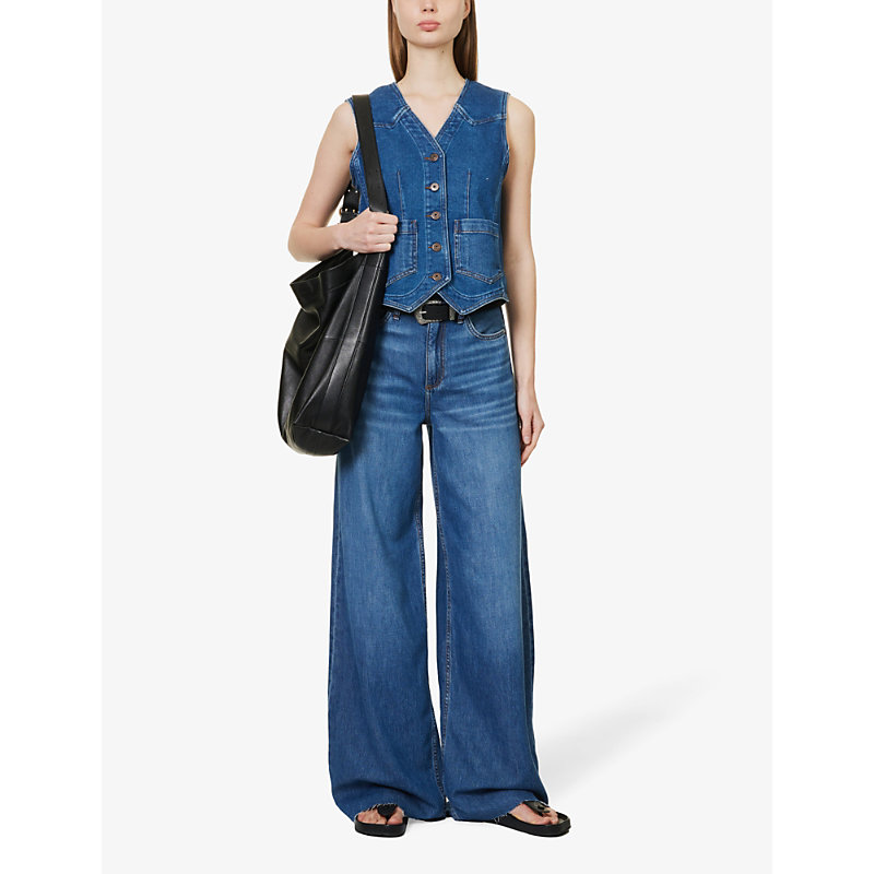 Shop Rag & Bone Featherweight Sofie Wide-leg Upcycled Denim-blend Jeans In Otto