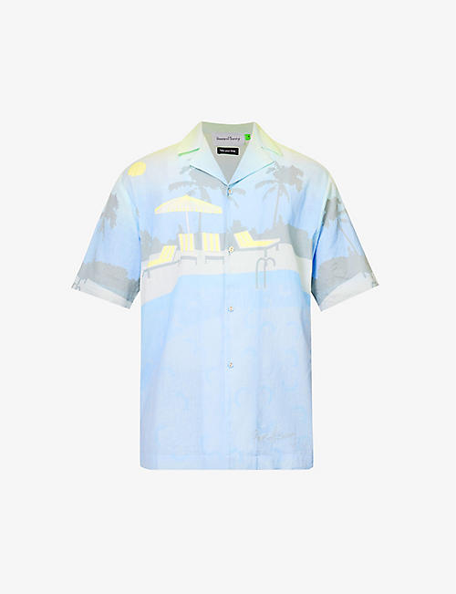 HOUSE OF SUNNY: Take Your Time graphic-print cotton and linen-blend shirt