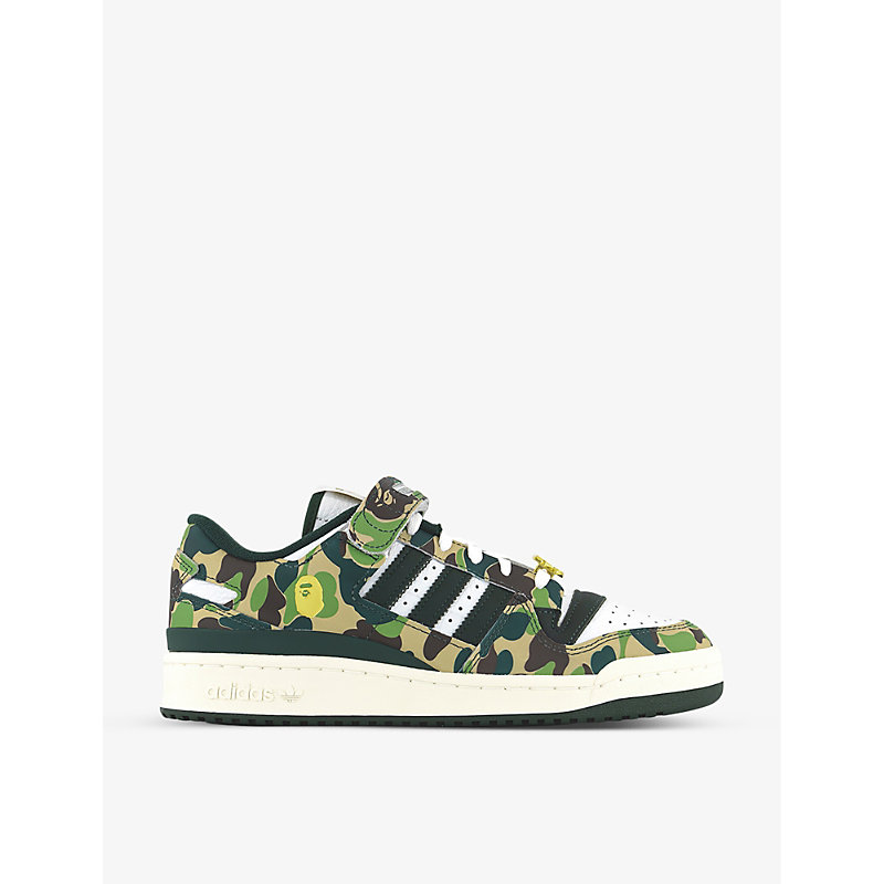Adidas Statement Mens Green Camo Adidas X Bape Forum 84 Leather Low-top Trainers