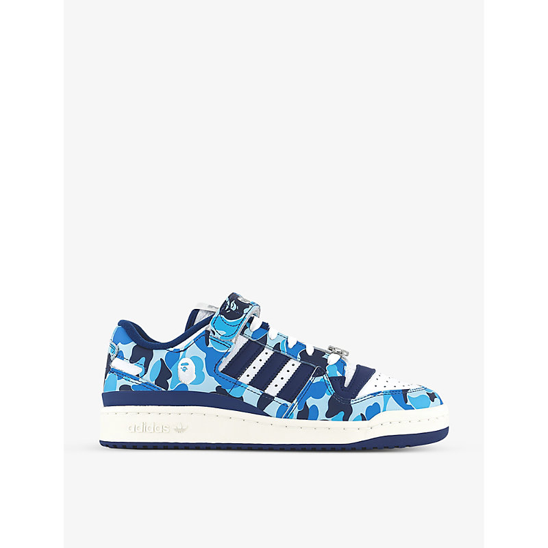 Adidas Statement Mens Blue Camo Adidas X Bape Forum 84 Leather Low-top Trainers
