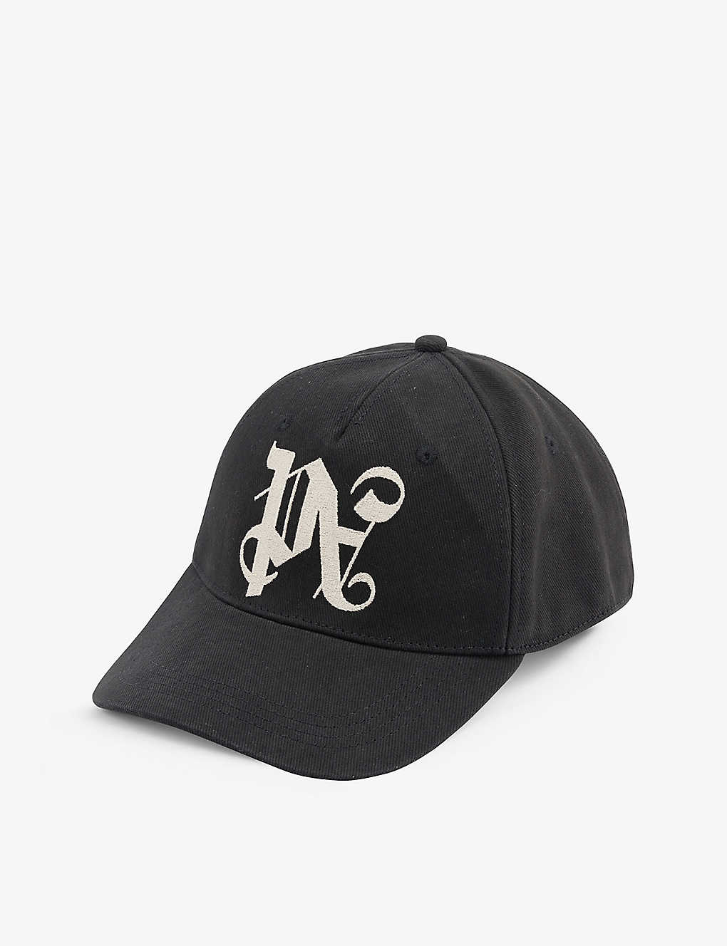 Palm Angels Monogram-embroidered Cotton-twill Cap In Black