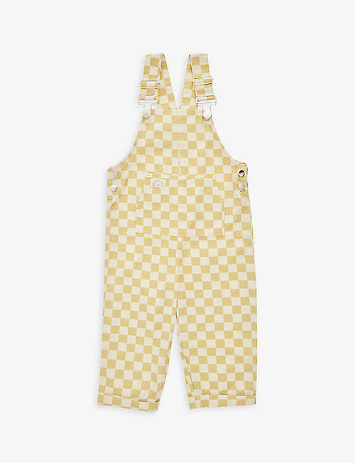CLAUDE & CO: Checkerboard straight-leg organic-cotton dungarees 6 months-4 years