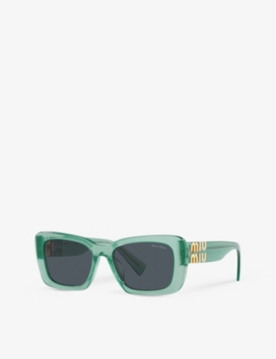 Shop Miu Miu Women's Blue Mu 07ys Glimpse Semi-transparent Acetate Sunglasses