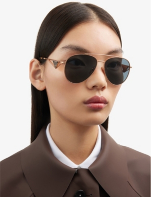 PRADA: PR 73ZS pilot-frame metal sunglasses