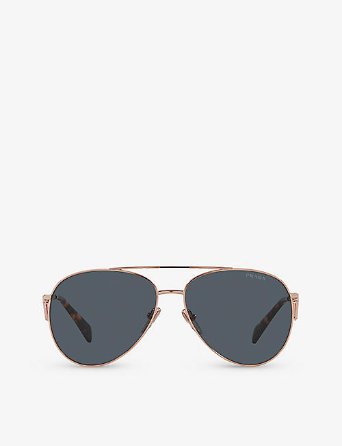 PRADA: PR 73ZS pilot-frame metal sunglasses