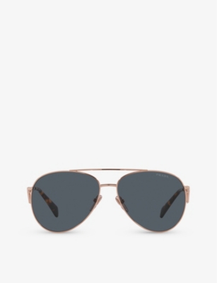 Prada Womens Gold Pr 73zs Pilot-frame Metal Sunglasses