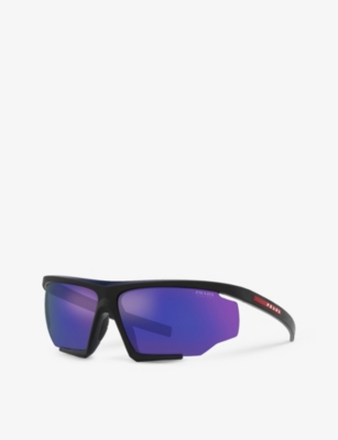 Prada Linea Rossa Womens Black Pr 07ys Tinted-lens Irregular-frame Nylon Sunglasses In Black