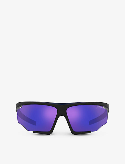 PRADA LINEA ROSSA: PR 07YS tinted-lens irregular-frame nylon sunglasses