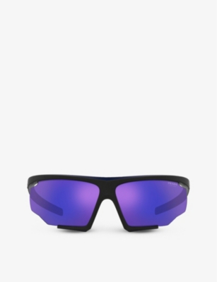 Prada Linea Rossa Womens Black Pr 07ys Tinted-lens Irregular-frame Nylon Sunglasses