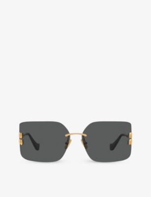 MIU MIU: MU 54YS square-frame metal sunglasses