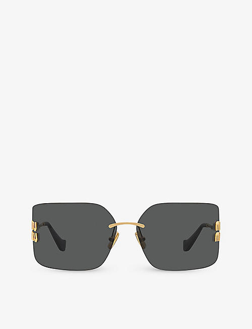 MIU MIU: MU 54YS square-frame metal sunglasses