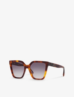 Shop Fendi Women's Brown Fe40086i Square-frame Tortoiseshell Acetate Sunglasses
