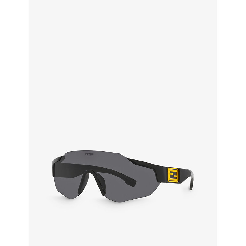 Shop Fendi Men's Black Fe40088u Irregular-frame Acetate Sunglasses