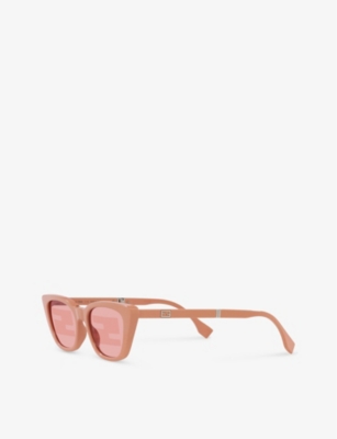 Shop Fendi Women's Pink Fe40089i Cat-eye Acetate Sunglasses
