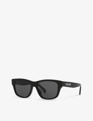 Shop Celine Women's Black Cl40249u Irregular-frame Acetate Sunglasses
