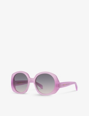 Shop Celine Women's Black Cl000378 Cl40242i Round-frame Acetate Sunglasses